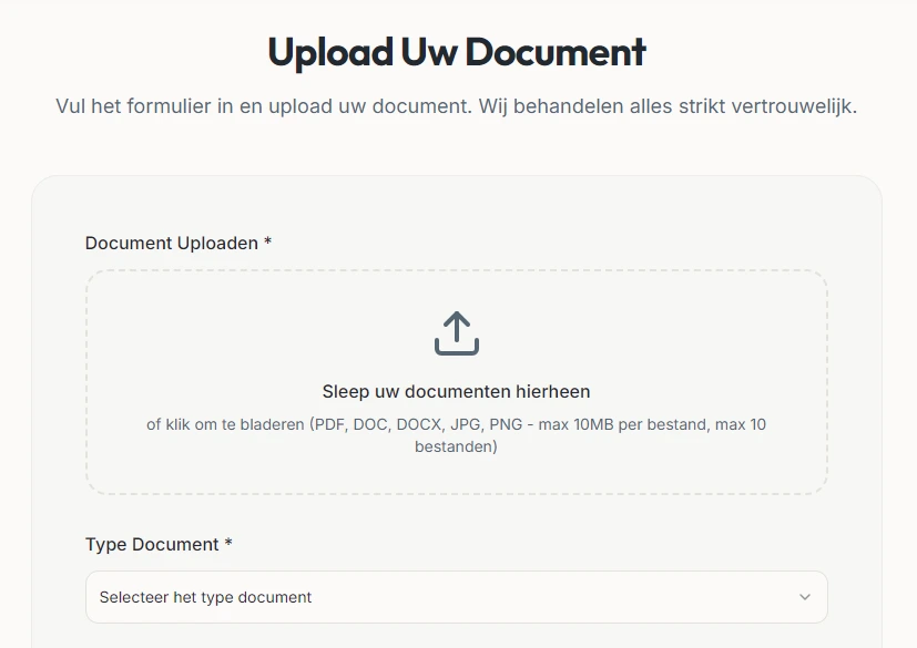 Document upload pagina preview