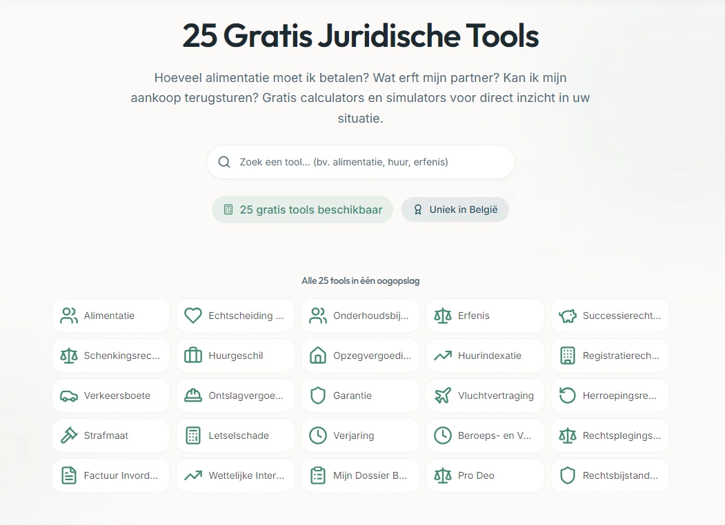 Overzicht van alle juridische tools op tablet